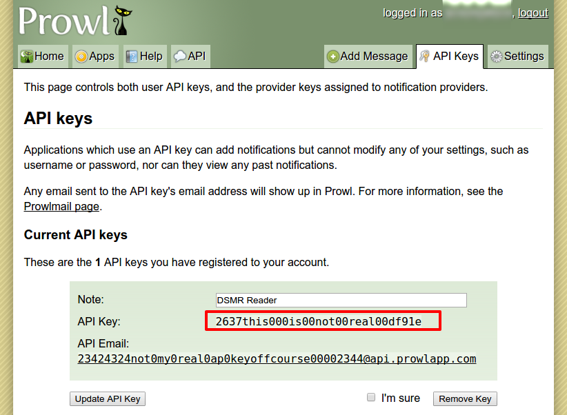 Prowl Get Your API Key